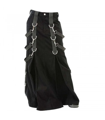 Gothic Steampunk Belt Denim Black Kilt For Men 